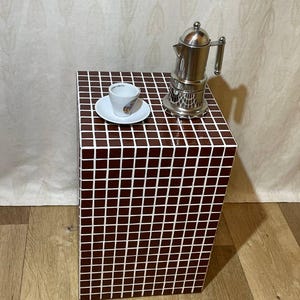 Coffee Table Cube, Glam Bedside Table, Glass Mosaic Bedside Table, Minimalist Tile Cube, Bedroom Accent Furniture, Chic Rectangular Table