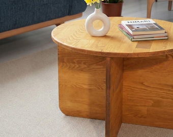 Custom Solid Wood Coffee Table, Walnut Oval Center Table, Modern Pine Furniture