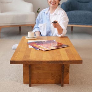 Rectangle Walnut Color Coffee Table, Solid Wood Modern Coffee Table, Mid century modern coffee table, Large coffee table