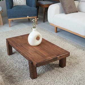 Rectangle Walnut Color Coffee Table, Solid Wood Modern Coffee Table, Mid century modern coffee table, Large coffee table