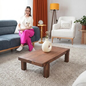Rectangle Walnut Color Coffee Table, Solid Wood Modern Coffee Table, Mid century modern coffee table, Large coffee table