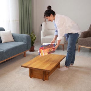 Rectangle Walnut Color Coffee Table, Solid Wood Modern Coffee Table, Mid century modern coffee table, Large coffee table