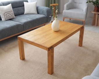 Massivholz Rechteck Couchtisch, Rustikales Modernes Design, Handgefertigte Kiefer Möbel