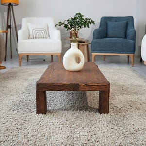Rectangle Walnut Color Coffee Table, Solid Wood Modern Coffee Table, Mid century modern coffee table, Large coffee table