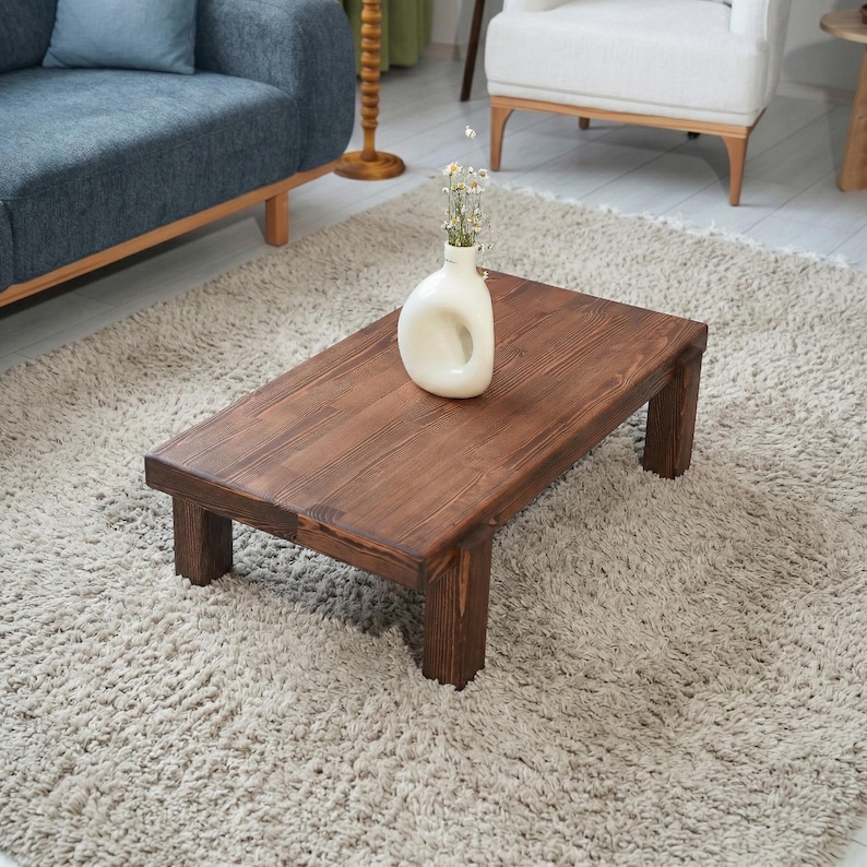 Rectangle Walnut Color Coffee Table, Solid Wood Modern Coffee Table, Mid century modern coffee table, Large coffee table