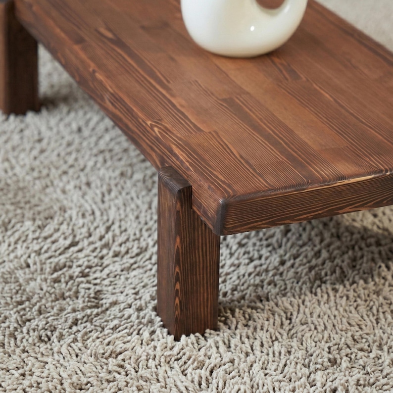 Rectangle Walnut Color Coffee Table, Solid Wood Modern Coffee Table, Mid century modern coffee table, Large coffee table