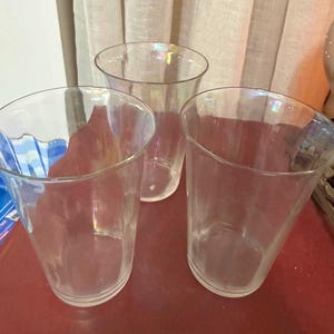 Flat Tumblers, Set of 3, Oiled Iridescent, Elegant Glass, Vintage Barware “Mother of Pearl” Pattern Iridescent