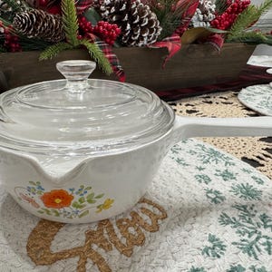 Vintage Corning Ware Wildflower 2 1/2 Cup Saucepan/Casserole Dish with Lid/ or Skillet