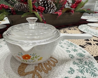Vintage Corning Ware Wildflower 2 1/2 Cup Saucepan or Casserole Dish with Lid