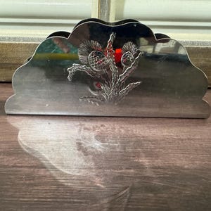 Vtg Decorative Aluminum Napkin Holder / Kitchen / Table Decor