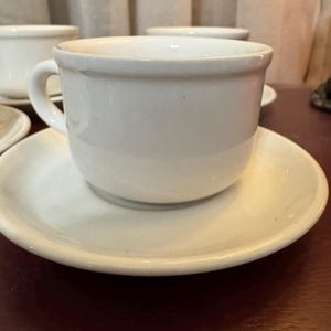 Vintage Set of 4 Japanese Coffee or Tea Cups With Matching Saucers Japan Mugs White Cream Color  Retro Dish
