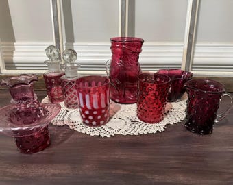 Fenton Cranberry Glass / Hobnail Cranberry Glass / Boston & Sandwich Glass Co /Pilgram Cranberry Glass / Buyers Choice Selection/ Vintage