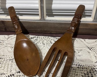 Mid Century Modern or Polynesian Tiki Style / Salad Utensils / Home Decor / Kitchen Decor