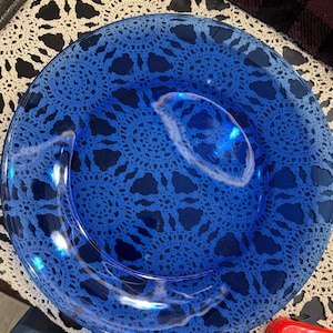 Rare Vintage Cobalt Blue Large 12 7/8&quot; Serving Platter