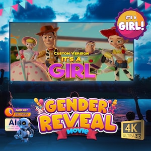 Video epico di rivelazione del sesso di Toy Story / È UNA FEMMINA / Filmato digitale di annuncio del sesso / Proiezione video del baby shower / Idee per rivelare il sesso