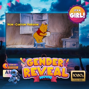 Winnie the Pooh (Non-Custom) Gender Reveal Video | IT&#39;S A GIRL| Digital gender announcement movie Baby Shower | Gender Reveal Ideas