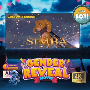 Lion King Gender Reveal Video: Baby Boy Announcement (Digital Download)