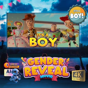 Toy Story (non personalizzato) Video epico per la rivelazione del sesso del bambino / È UN MASCHIO / Filmato digitale per l&#39;annuncio del sesso del bambino / Baby shower / Idee per la rivelazione del sesso del bambino