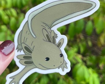 Wild Type Axolotl Sticker, 3", Water Bottle Sticker, Laptop Decal, Cute Animal Sticker, Salamander, Vinyl Sticker