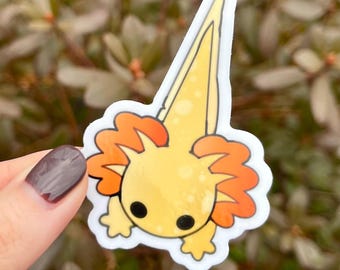 Baby Axolotl Sticker, 3", Water Bottle Sticker, Laptop Decal, Cute Animal Sticker, Salamander Vinyl Sticker