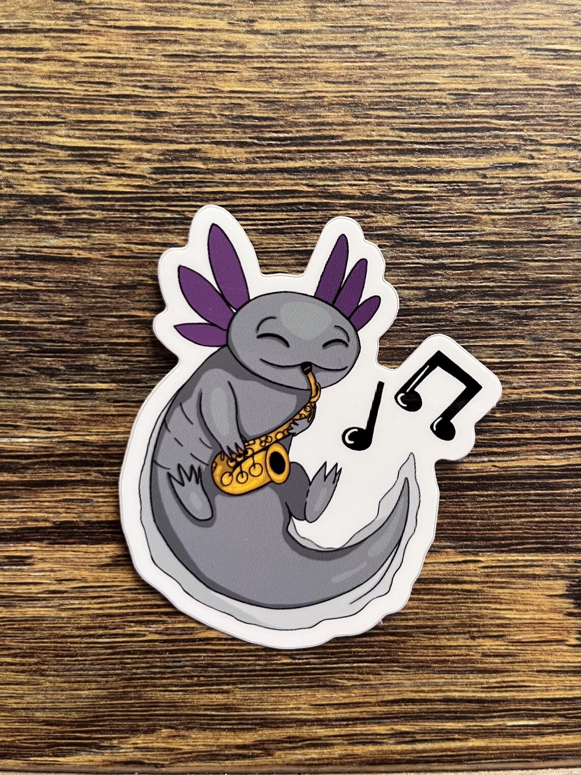Saxolotl Sticker | Axolotl Playing Saxophone, Waterproof Vinyl Decal (3 ...