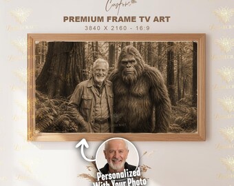 Custom Bigfoot Samsung Frame TV Art, Personalized 1890s Explorer Vintage Photo, Funny Sasquatch Portrait, Cryptozoology Gift, Digital File