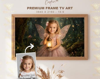 Custom Enchanted Forest Fairy Samsung Frame TV Art, Personalized Fairy Princess Portrait From Photo, Magical Girls Room Decor