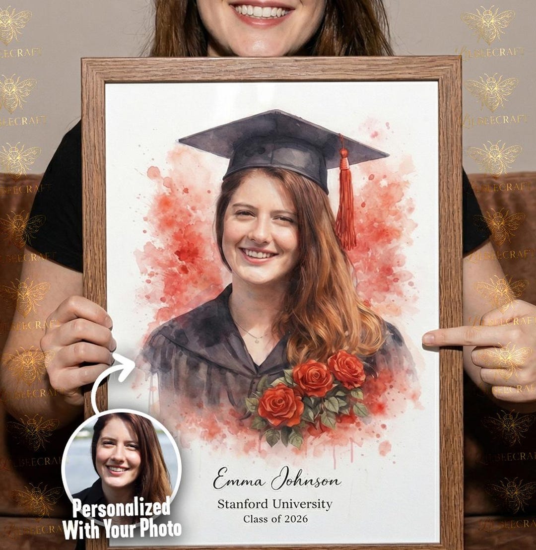 Custom Graduation Portrait From Photo, Personalized Class of 2026 Gift ...