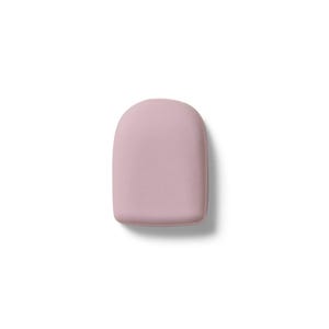 May include: A solid, matte, dusty rose-colored object with a smooth, rounded arch top and a rectangular base. The item features a clean, uniform surface texture and a simple, symmetrical silhouette, presenting a flat, opaque appearance throughout.