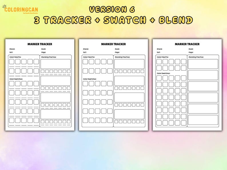 Marker Tracker Workbook Printable | Color Swatch Pages | Color Blending ...
