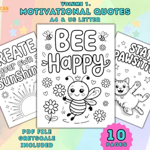 Cute Quote Coloring Pages, Magic and Fantasy Art Activity Pages, Easy Relaxing Sheets, Bold Printable PDF for Kids & Adults