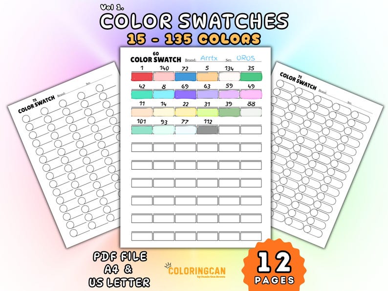 Color Swatch Chart Printable | Marker & Pencil Swatch Pages | Test and ...