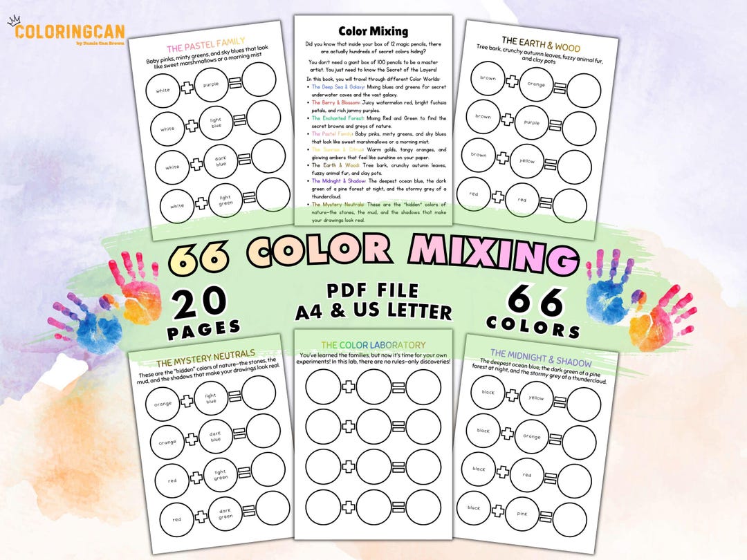 Color Mixing Coloring Book, Educational Art Theory Pages, Primary to ...