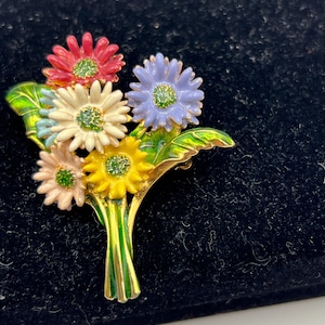 Vintage signed MFA Museum of Fine Arts Boston bouquet of flowers enamel multicolor