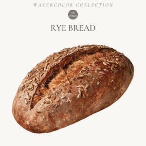 Watercolor Rye Bread Clipart – Rustic Bakery PNG (Digital Download)
