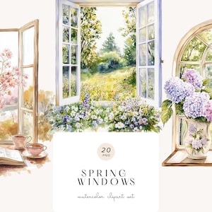 Aquarell Frühling Fenster Clipart, Frühling Fensteransicht Clipart Png, Frühling Grafiken Png, Frühling Clipart Png, Landschaft Fenster Landschaft Png,