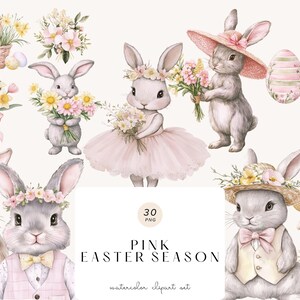 Aquarell Rosa Ostern Clipart, Ostern Grafiken, Frühling Png Grafiken, Ostereier Clipart, Baby Osterhase Png, Kinderzimmer Clipart Png