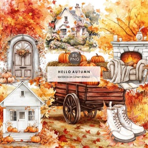 Aquarel warme gezellige herfst clipart, herfst zonnebloem bos boeket hoed boerderij pompoen taart fruit png, herfstelementen, herfst graphics