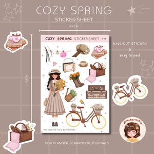 Gemütlicher Frühling Vinyl Matte Sticker Bogen | Planer Aufkleber | -Aufkleber | Journal Sticker I JS-016