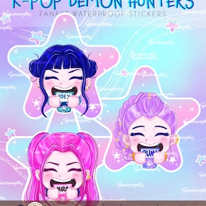 KPOP Demon Hunters Stickers | Huntrix Waterproof Stickers | Mira, Rumi, Zoey Stickers | DC030