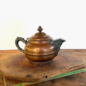 Antique Copper and Pewter Teapot by Rochester Stamping Company - ca. early 1900s