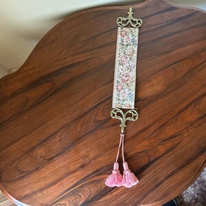 Vintage Floral Tapestry Wall Hanging Bell Pull by Corona Decor Co. - 23 1/2'' Long