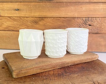 Collection of Planters - Three Inarco Japan Textured Pots - E 3262