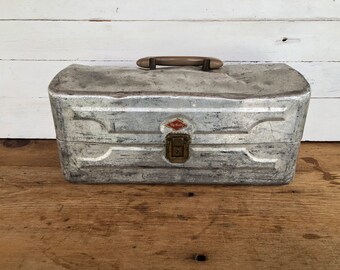 Vintage Metal Fishing Tackle Box - "My Buddy" Brand - Bare Metal