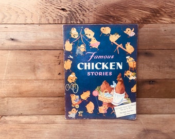 Vintage Children's Book-Famous Chicken Stories-1944-Little Red Hen