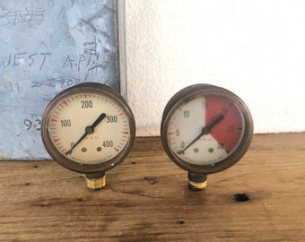 Two Vintage Industrial Pressure Gauges