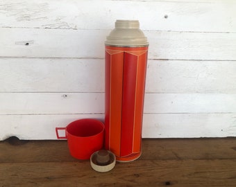 Vintage Metal Retro Thermos-Insulated-King Seeley Thermos Co-1974-Bottle No. 2410