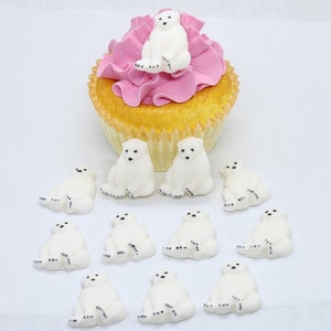 Topper per cupcake con fondente a forma di orsi polari, 12 decorazioni per torte commestibili, per feste di compleanno, animali selvatici, bambini, animali