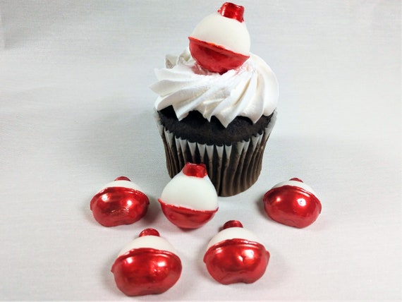 Fondant Fishing Bobbers Fondant Fishing Lures Red And White Etsy