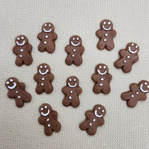 Gingerbread Men Fondant Cupcake Toppers 12 Brown Cake Cookie Decorations Edible Party Birthday Christmas Holiday